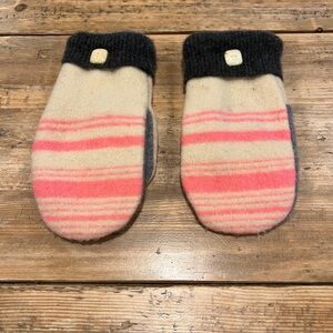 Wool Striped Pink and Cream Mittens